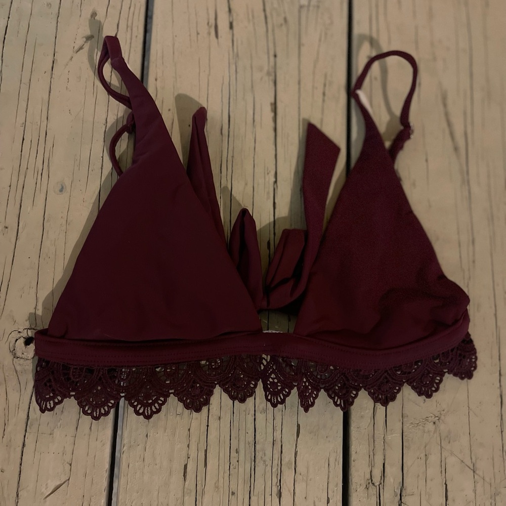 Kendall & Kylie Deep Burgundy Lace Bikini Top